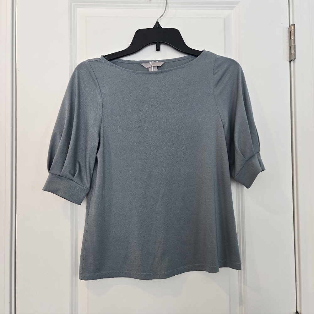 H&M Womens Grenn Puff Sleeve Blouse Size XS